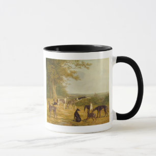 Nine Greyhounds in a Landscape (oil on canvas) Mug