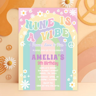 Nine is a vibe birthday invitation