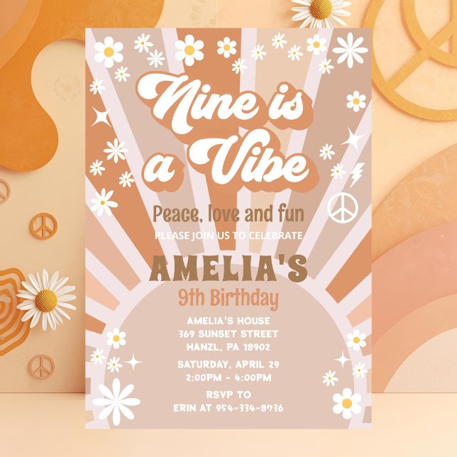 Nine is a vibe birthday invitation (Creator Uploaded)