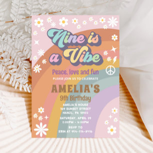 Nine is a vibe birthday invitation