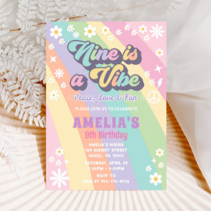 Nine is a vibe birthday invitation