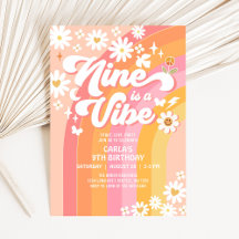 NINE is a Vibe Pink Peach 9th Groovy Birthday