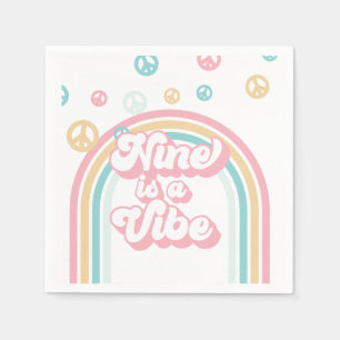 Nine is a Vibe Retro Summer Rainbow Napkin