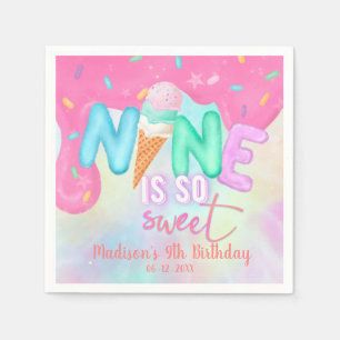 nine is so sweet Pink Frosting Napkins