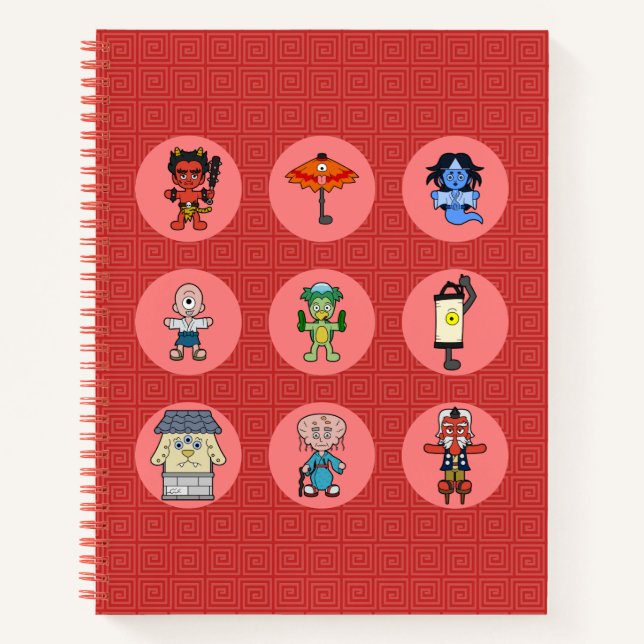 Nine Japanese Yokai Monster Notebook (Front)