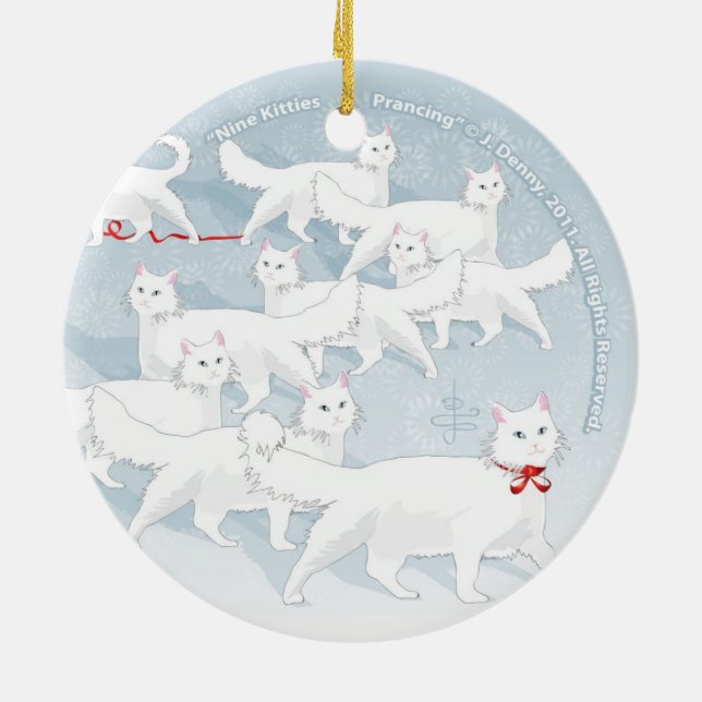 Nine Kitties Prancing... double sided Ceramic Tree Decoration (Back)