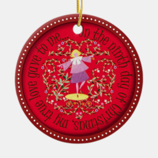 Nine ladies dancing ceramic tree decoration