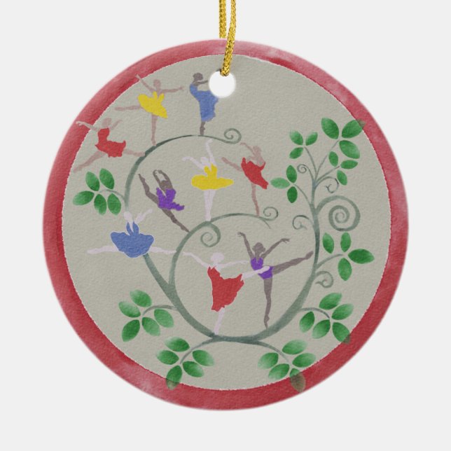 Nine Ladies Dancing Christmas Ornament (Front)
