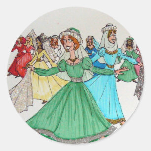 Nine Ladies Dancing Classic Round Sticker