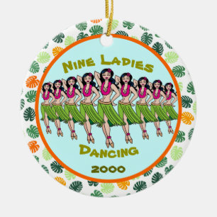 Nine Ladies Dancing - Custom year Ceramic Orname Tree Decoration