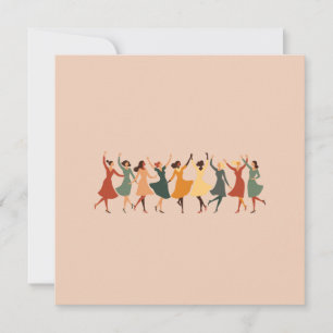 Nine Ladies Dancing Mid-Century Retro Cut-Out 1 Holiday Card