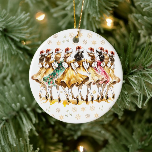 Nine Ladies Dancing | Twelve Days of Christmas Ceramic Tree Decoration (Tree)