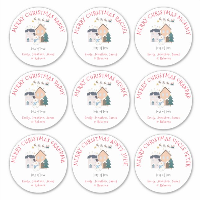 Nine Large Different Names Sleigh Merry Christmas (Front)