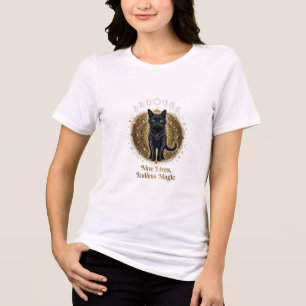 Nine Lives Endless Magic Celestial Black Cat Witch Tri-Blend Shirt