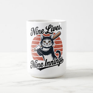 Nine Lives Nine Innings Baseball Cat Coffee Mug