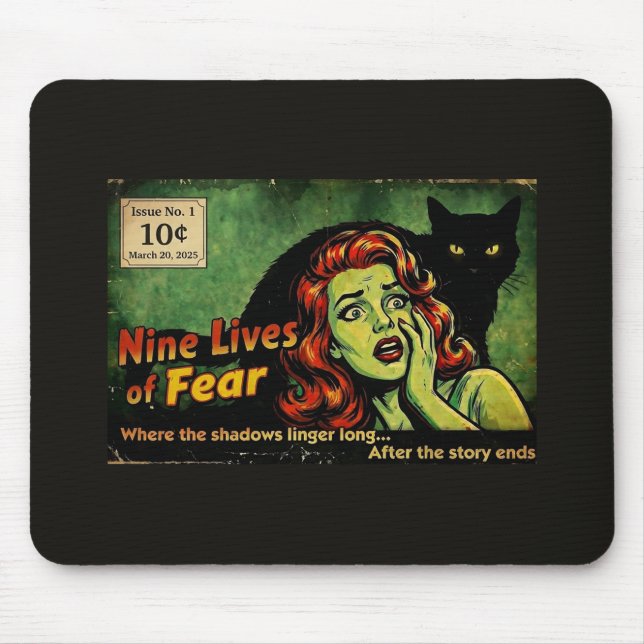 Nine Lives of Fear – Issue No. 1 Retro Horror  Mouse Mat (Front)