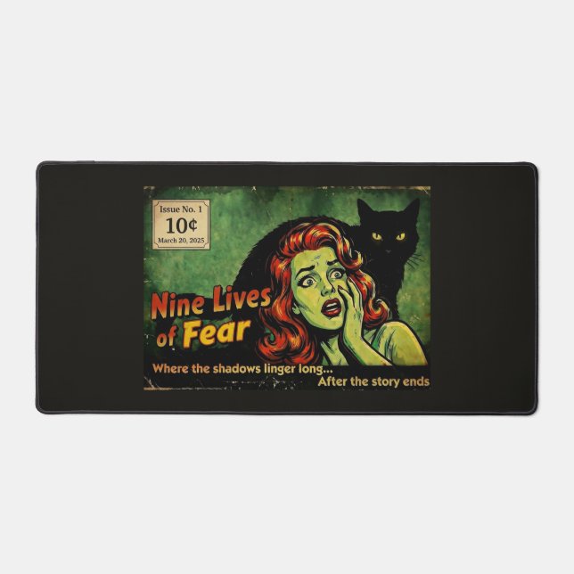 Nine Lives of Fear – Issue No. 1 Retro Horror Post Desk Mat (Front)