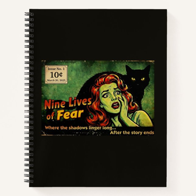 Nine Lives of Fear – Issue No. 1 Retro Horror Post Notebook (Front)