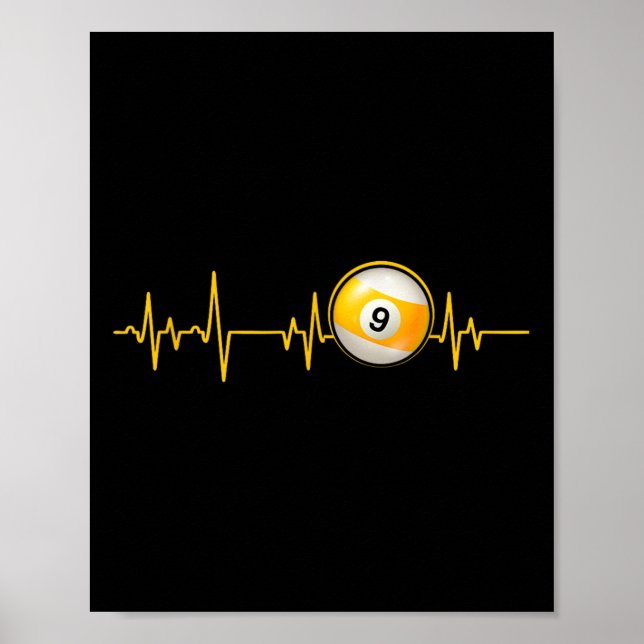 Nine Ll Pool Heartbeat Cut Billiards Snooker Pool  Poster (Front)