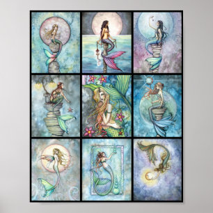 Nine Mermaids in One Poster by Molly Harrison