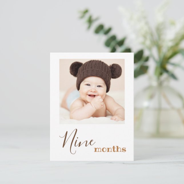 Nine Month Photo First Birthday Banner Card (Standing Front)