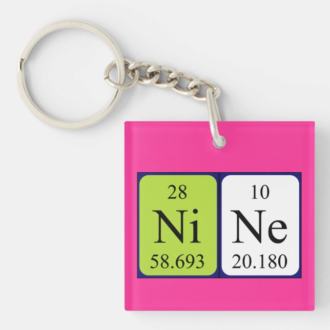 Nine periodic table name keyring (Front)