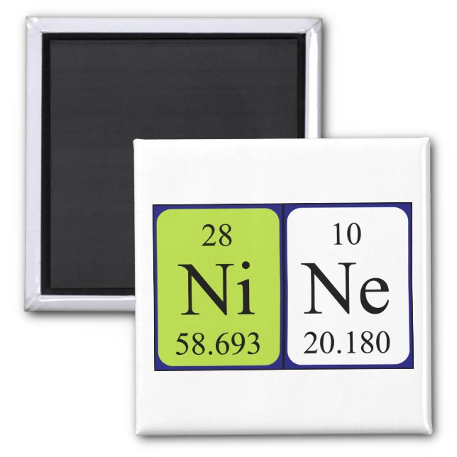 Nine periodic table name magnet (Front)