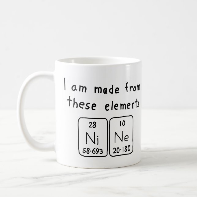 Nine periodic table name mug (Left)