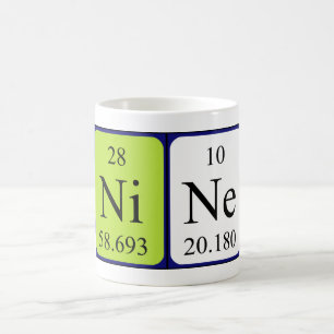Nine periodic table name mug