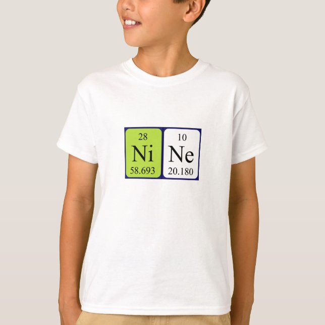 Nine periodic table name shirt (Front)
