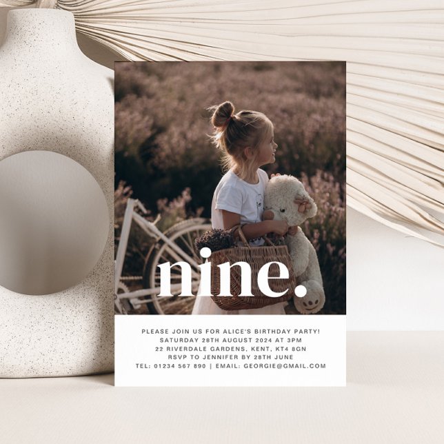 Nine Photo First Birthday Invitation (Creator Uploaded)