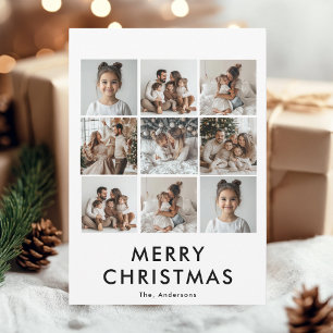 Nine Photo Merry Christmas Card Custom Holiday