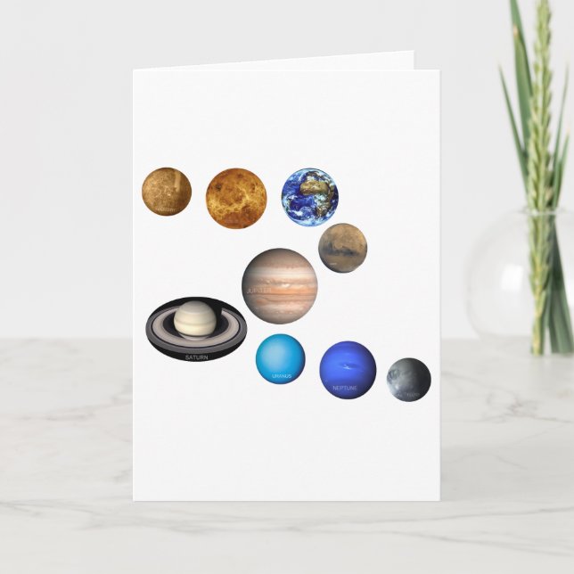 Nine Planets in the Solar System Card (Front)
