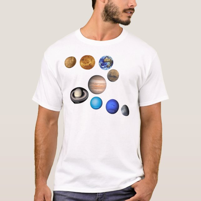 Nine Planets in the Solar System T-Shirt (Front)