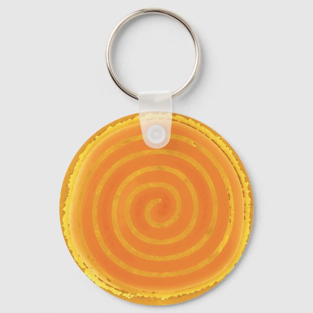 Nine Ray Yellow Spiral Sun Symbol Key Ring (Front)