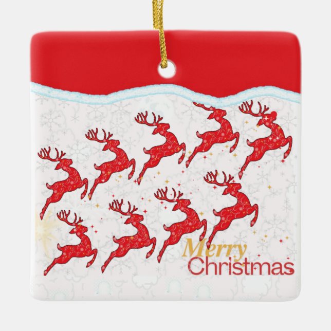 Nine Reindeers Ornaments  (Front)