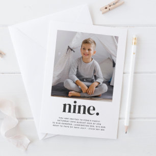 Nine Square Photo First Birthday Invitation