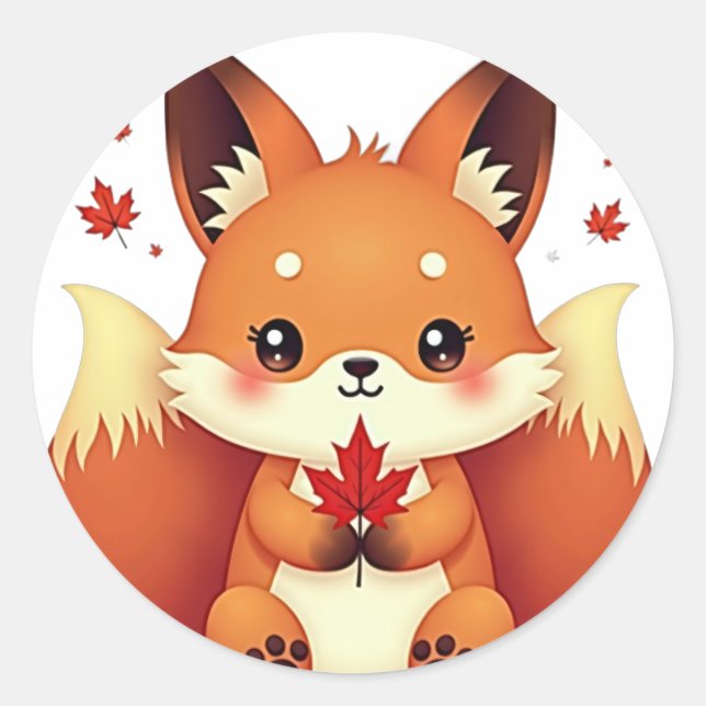 Nine-Tail Kitsune Classic Round Sticker (Front)