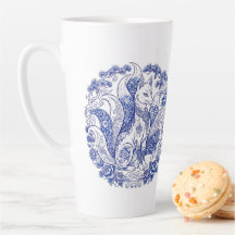 Nine-Tailed Fox Kitsune Imari Style Blue White