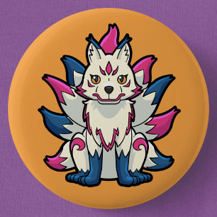 Nine-Tailed Fox- Kyuubi Kitsune Yokai 6 Cm Round Badge