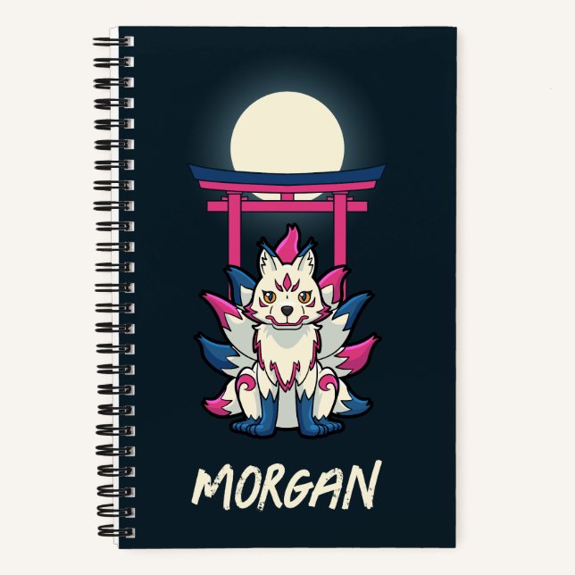 Nine-Tailed Kitsune- Japanese Fox Personalised Notebook (Front)