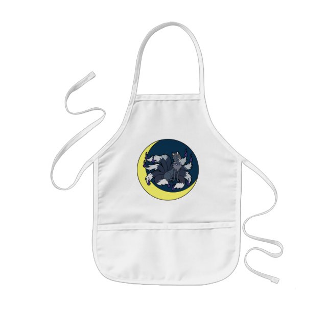 Nine Tailed Silver Fox (Kitsune) Kids Apron (Front)