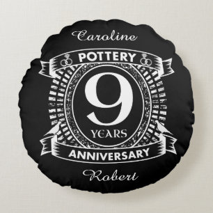 Nine years Pottery wedding anniversary Round Cushion