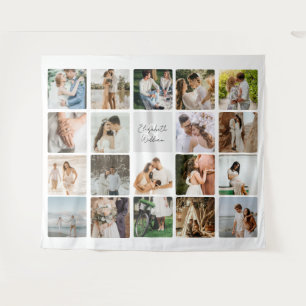 Nineteen Photo Collage Simple Newly Weds Couple Tapestry