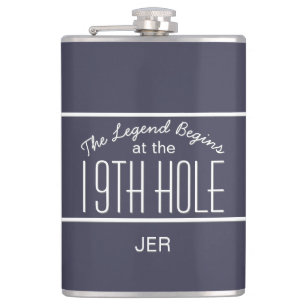 Nineteenth Hole Golfers Monogrammed Initials Drink Hip Flask