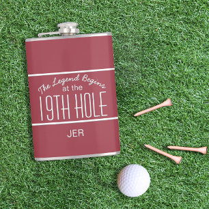 Nineteenth Hole Golfers Monogrammed Initials Drink Hip Flask