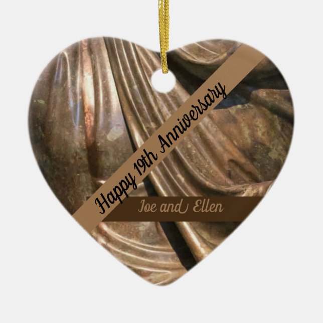 Nineteenth Wedding Anniversary bronze Ceramic Tree Decoration (Front)