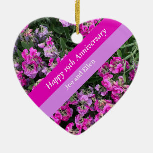 Nineteenth Wedding Anniversary Sweet Pea Ceramic Tree Decoration