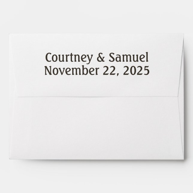 Nineties Brown Neutral Text Wedding Invitation Envelope (Back (Top Flap))