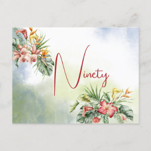 Ninetieth 90th Birthday Tropical Floral Invitation Postcard
